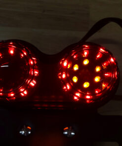 Achterlicht LED rond model + ingewerkte knipperlichten  CE rood - fumé - Afbeelding 3