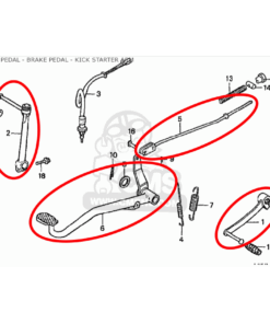 Alternatief beeld van Set Honda Z50J2  - brake pedal - kick starter -change pedal - rod brake