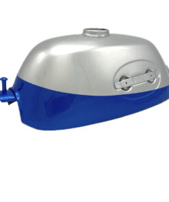 Benzinetank repro Honda  Z50A ovale tankbadges  zilver/blauw